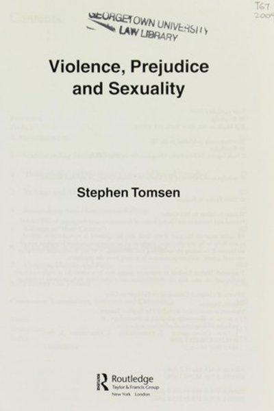 Cover of Violence, prejudice and sexuality