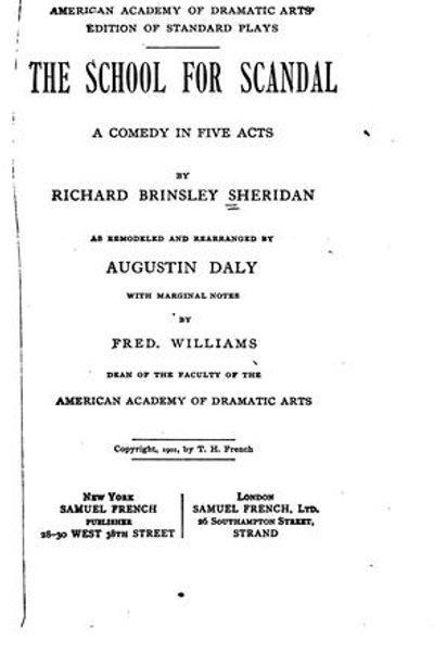 Cover of The school for scandal, 1780