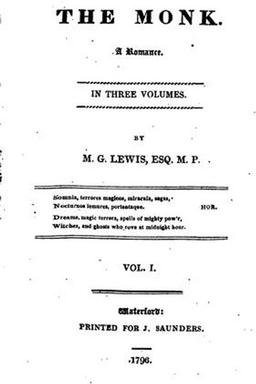Cover of The Monk: A Romance. In Three Volumes. By M. G. Lewis, ..