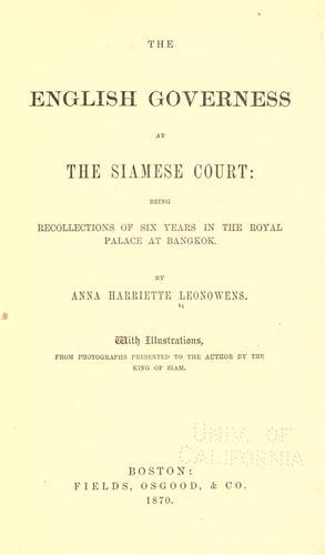 Cover of The English Governess at the Siamese Court