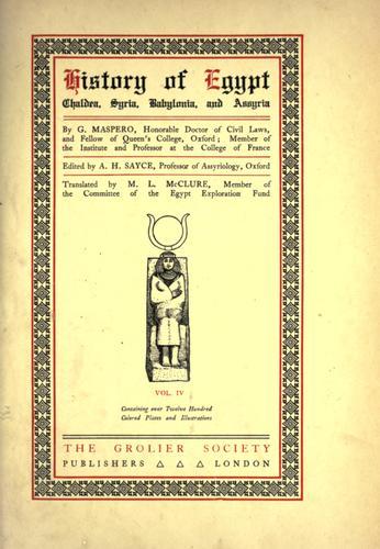 Cover of History of Egypt, Chaldea, Syria, Babylonia, And Assyria