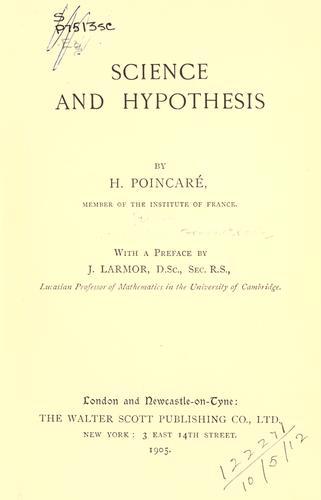 Cover of La science et l'hypothèse