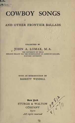 Cover of Cowboy Songs and Other Frontier Ballads