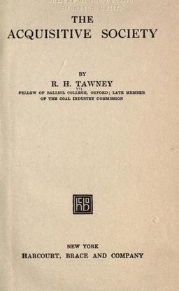 Cover of The acquisitive society
