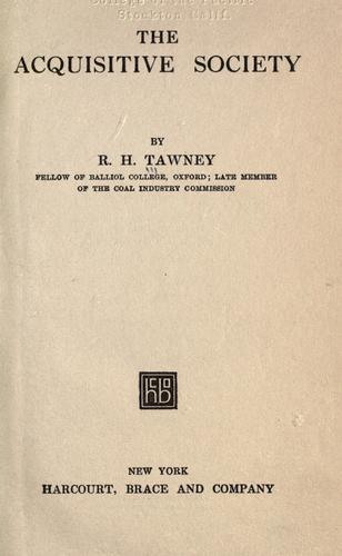 Cover of The acquisitive society