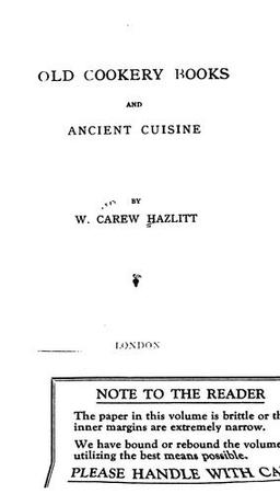 Cover of Old Cookery Books and Ancient Cuisine