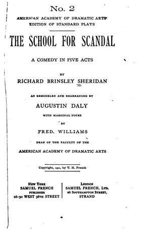 Cover of The school for scandal, 1780