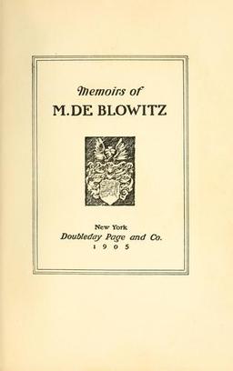 Memoirs of M. de Blowitz