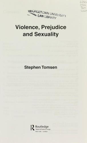 Cover of Violence, prejudice and sexuality