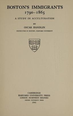 Boston's immigrants, 1790-1865