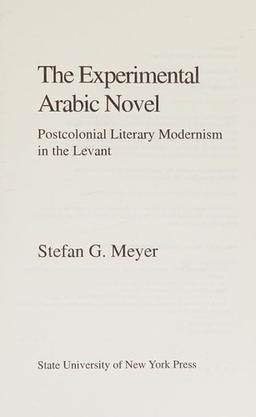 Cover of The experimental Arabic novel