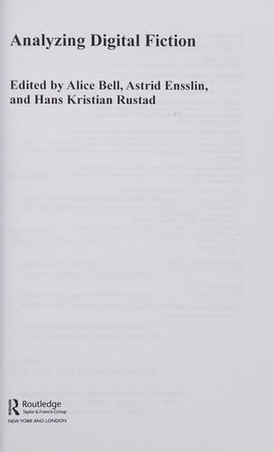 Cover of Analyzing Digital Fiction