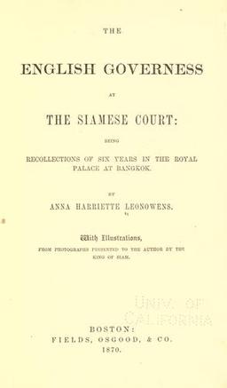 Cover of The English Governess at the Siamese Court