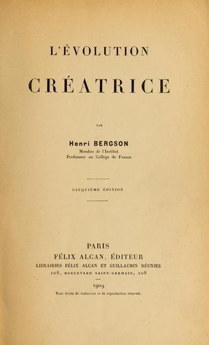 Cover of L'Évolution créatrice